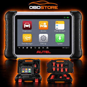 Autel automotive diagnostic tablet with complete connector kit – professional vehicle diagnostics from OBD Store.