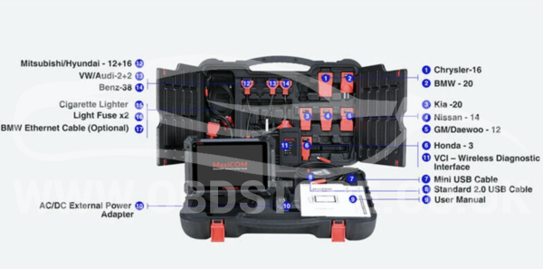 Autel MaxiCOM MK908 Support Protocols: ISO 9142-2, ISO 14230-2, ISO 15765-4, K/L-Line, Flashing Code, SAE-J1850 VPW, SAE-J1850 PWM, CAN ISO 11898, High-speed, Middle speed, Low speed and Singlewide CAN, GM UART, UART Echo Byte Protocol, Honda Diag-H Protocol, TP 2.0, TP 1.6, SAE J1939, SAE J1708, Fault-Tolerant CAN